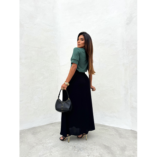 Blusa com Punho Renda - Modelo Rafaela Cor Verde Escuro 4